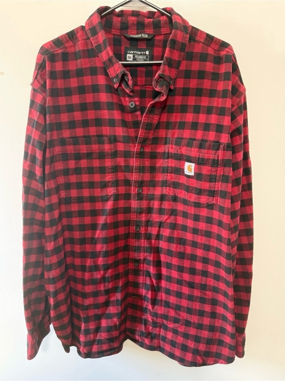 Carhartt Red and Black Buffalo Plaid Button-Down Work Shirt